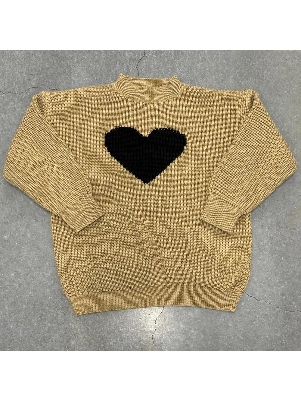 Heart Logo Knitted Pullover Sweater